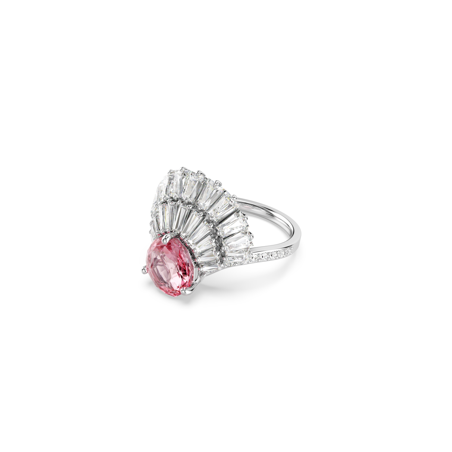 Swarovski - Anello cocktail Idyllia, Taglio misto, Conchiglia, Rosa, Placcato rodio Ref. 5687608 - SWAROVSKI