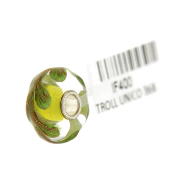 Trollbeads Unico in Vetro - OOAK Original Trollbeads Verde con foglie verdi Rif. UNICO 36B - TROLLBEADS