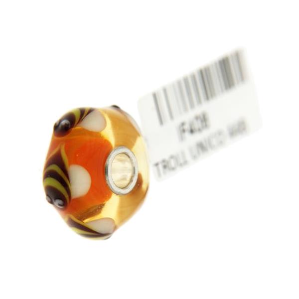 Trollbeads Unico in Vetro - OOAK Original Trollbeads Arancione con api Rif. UNICO 44B - TROLLBEADS