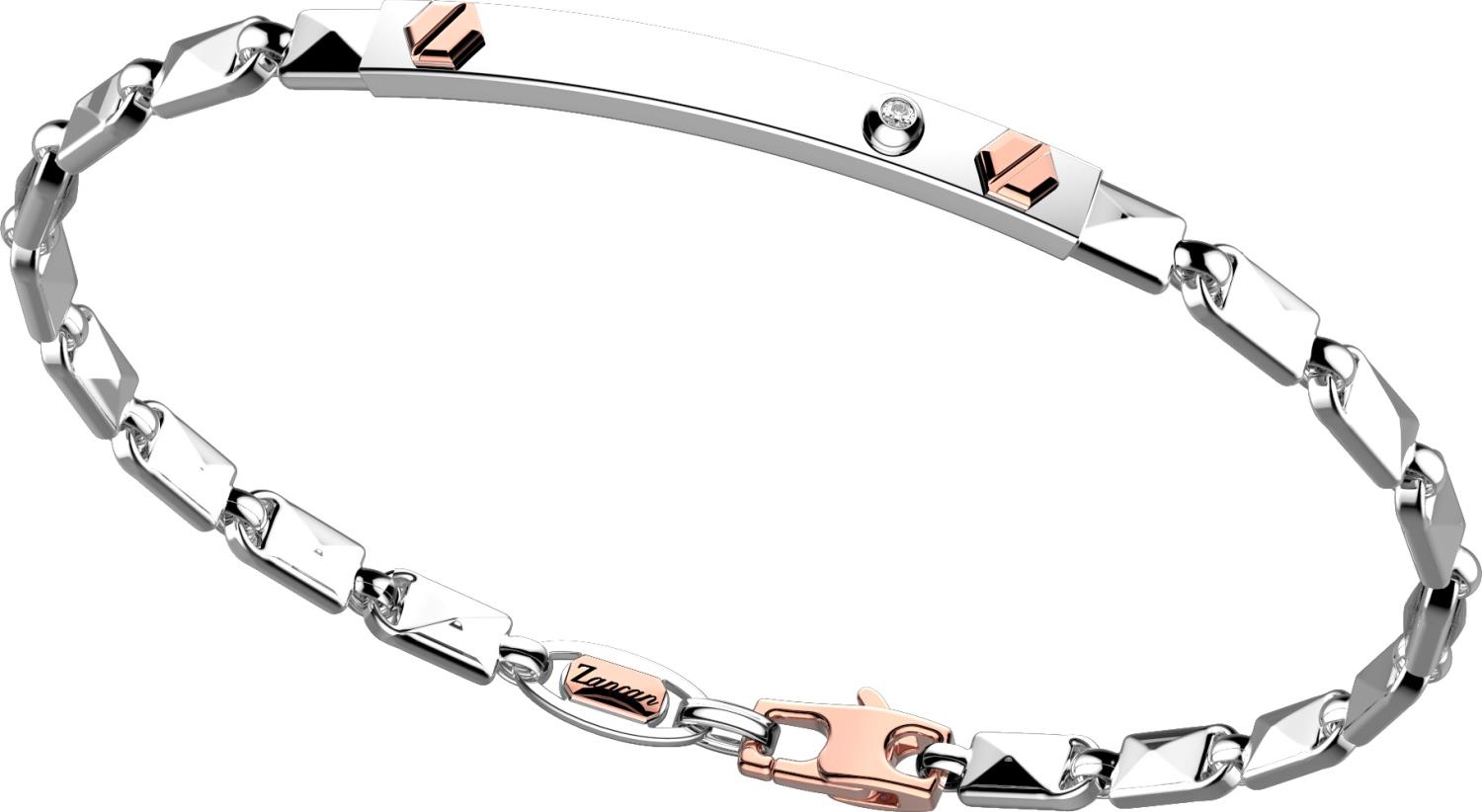 Bracciale Zancan da uomo in Oro Bianco e Rosa e Diamanti Ref. EB907BR - ZANCAN
