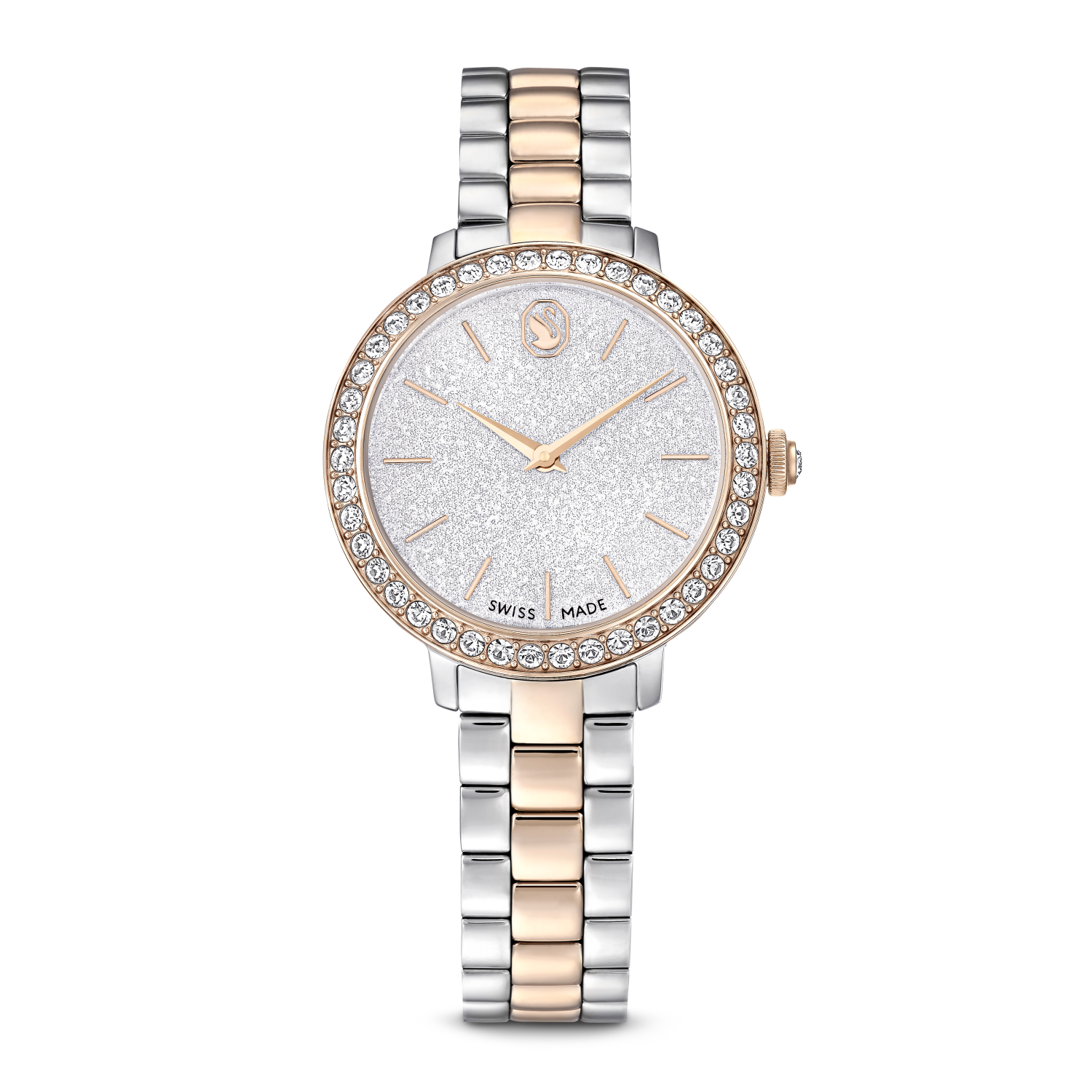 Swarovski - Orologio Matrix 3-link, Fabbricato in Svizzera, Bracciale di metallo, Tono argentato, Finitura in tono oro rosa Ref. 5715028 - SWAROVSKI