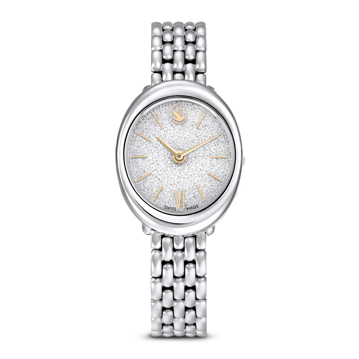 Swarovski - Orologio Imber oval, Fabbricato in Svizzera, Bracciale di metallo, Tono argentato, Acciaio inossidabile Ref. 5717590 - SWAROVSKI