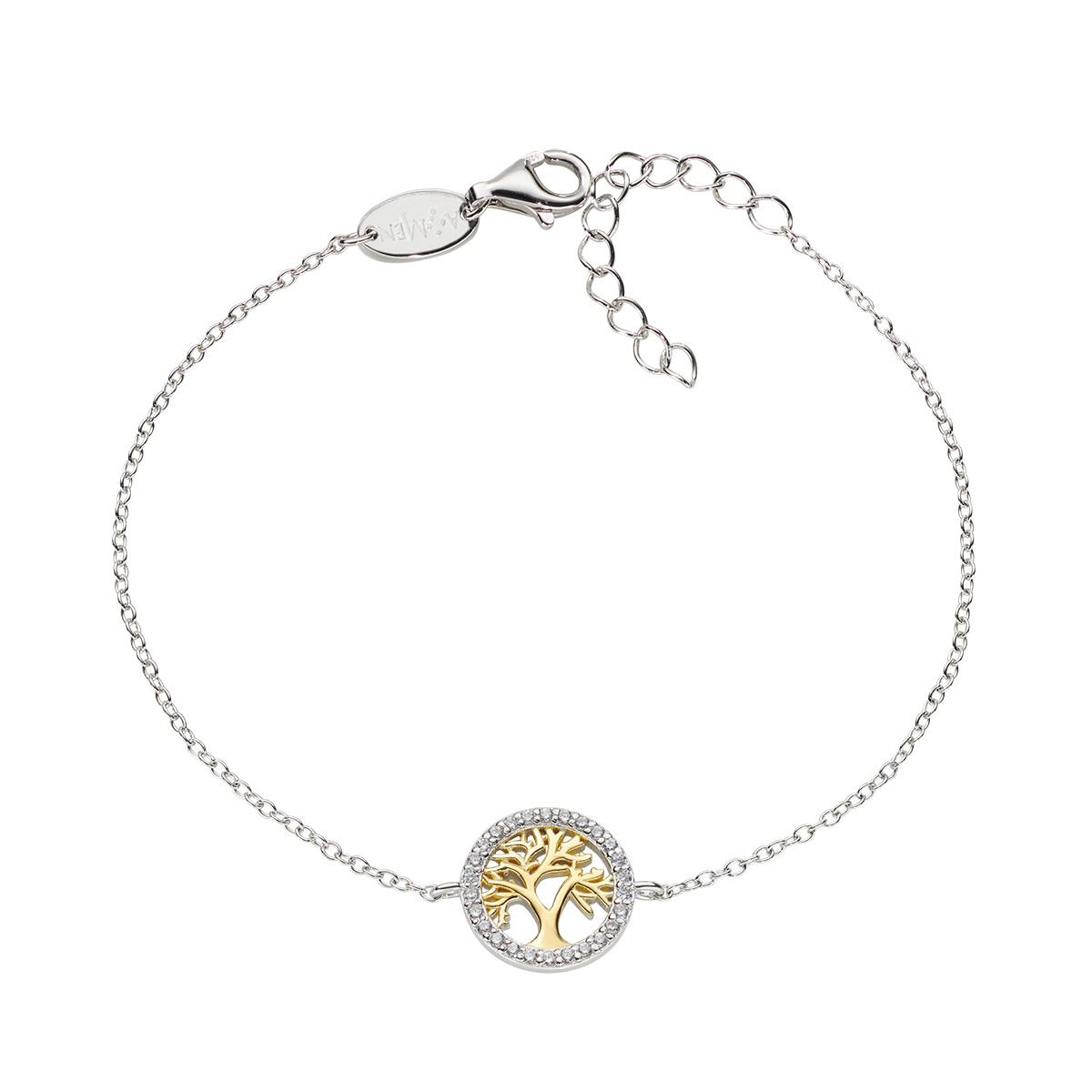 Bracciale Albero della Vita Dorato con Zirconi - Amen Collection Ref. BRALBGZ3 - AMEN