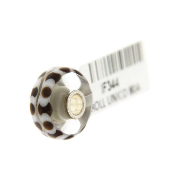 Trollbeads Unico in Vetro - OOAK Original Trollbeads Bianco e marrone Rif. UNICO 80A - TROLLBEADS
