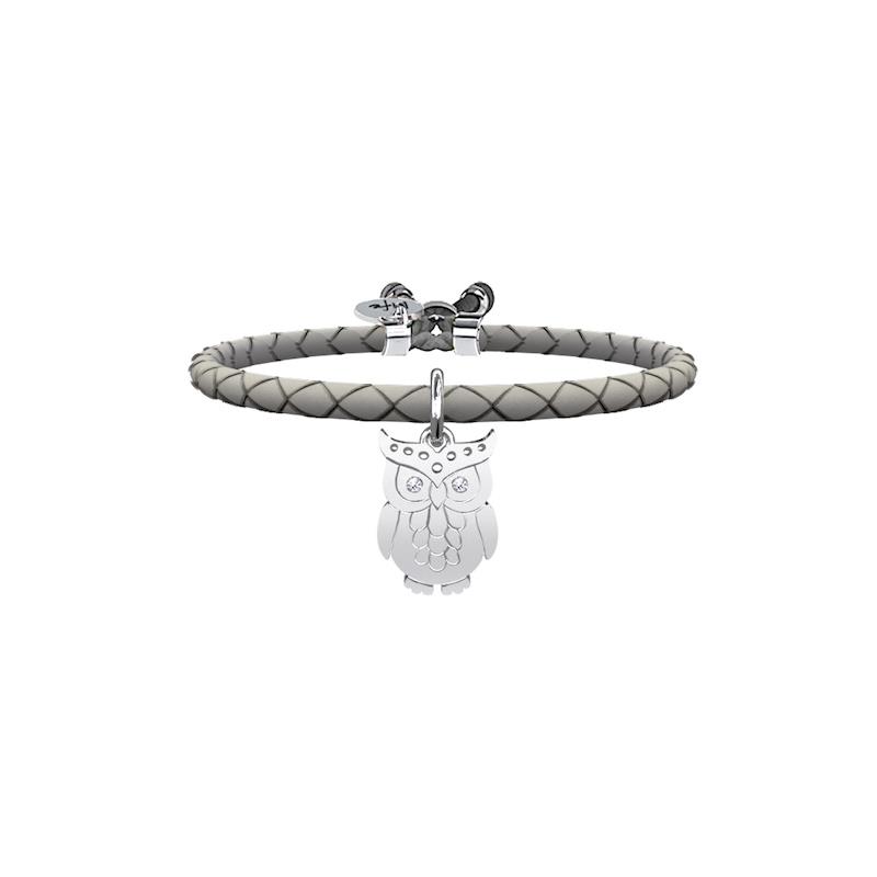 Gioielli Kidult - Bracciale pelle grigia e acciaio 316L Ref. 731459 - KIDULT