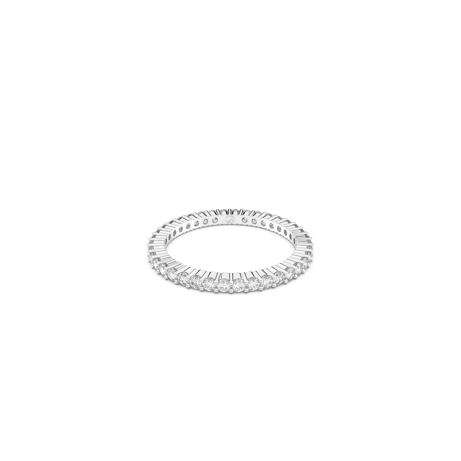 Swarovski - Anello Vittore, Taglio tondo, Bianco, Placcato color argento Ref. 5656300 - SWAROVSKI