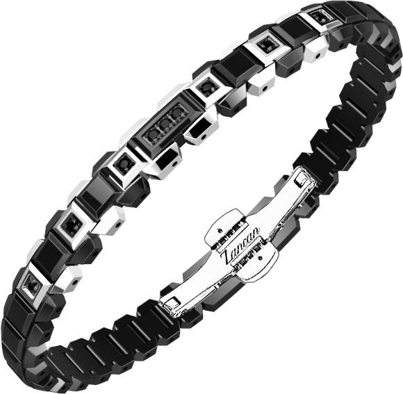 Bracciale Zancan da uomo in Acciaio e Spinelli neri Ref. EHB367 - ZANCAN
