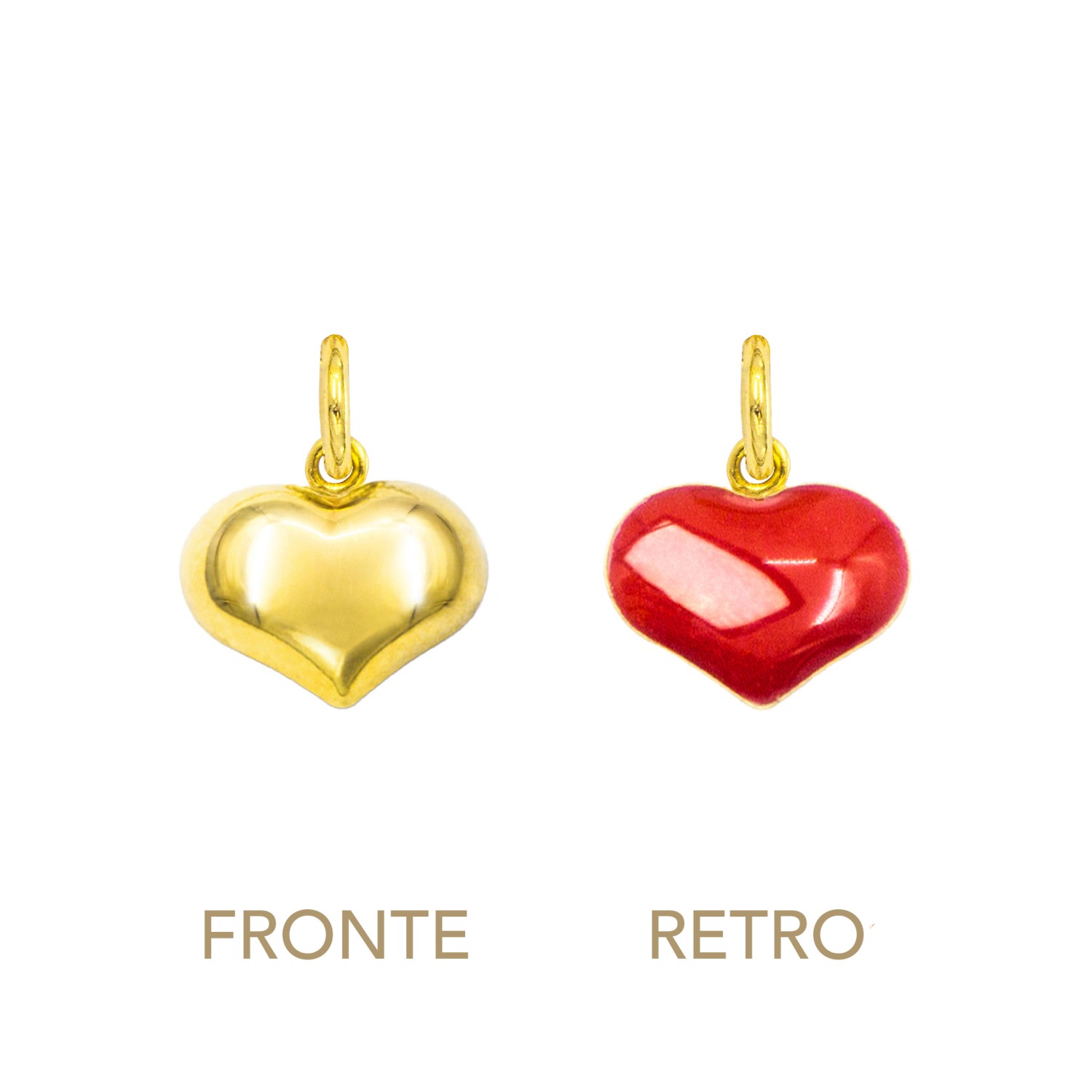 Charm Cuore in Oro 9 Kt e Smalto Rosso  Ref. A0194G9 - FACCO