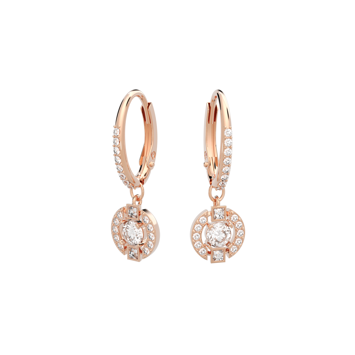 Swarovski - Orecchini Swarovski Sparkling Dance Round, bianco, Placcato oro Rosa Ref. 5627350 - SWAROVSKI