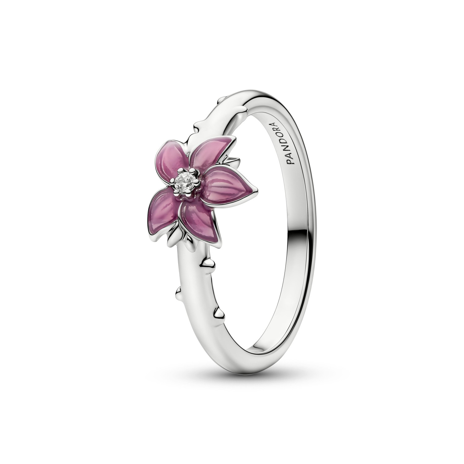 Anello Pandora Principesse Disney, Mulan, Anello Fiore di Ciliegio con finitura in platino – 135027C01-60 - PANDORA