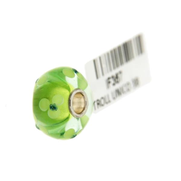 Trollbeads Unico in Vetro - OOAK Original Trollbeads Verde con fiori Rif.  UNICO 3B - TROLLBEADS