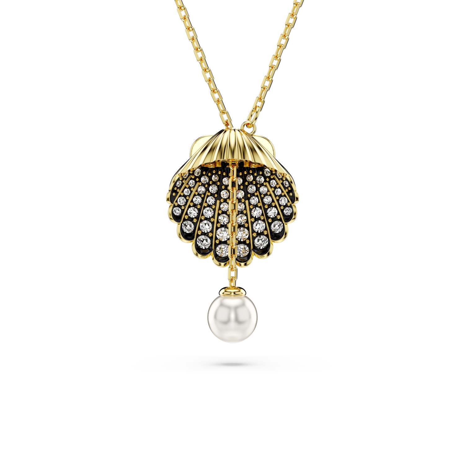 Swarovski - Pendente a Y Idyllia, Crystal Pearl, Conchiglia, Bianco, Placcato color oro Ref. 5683968 - SWAROVSKI