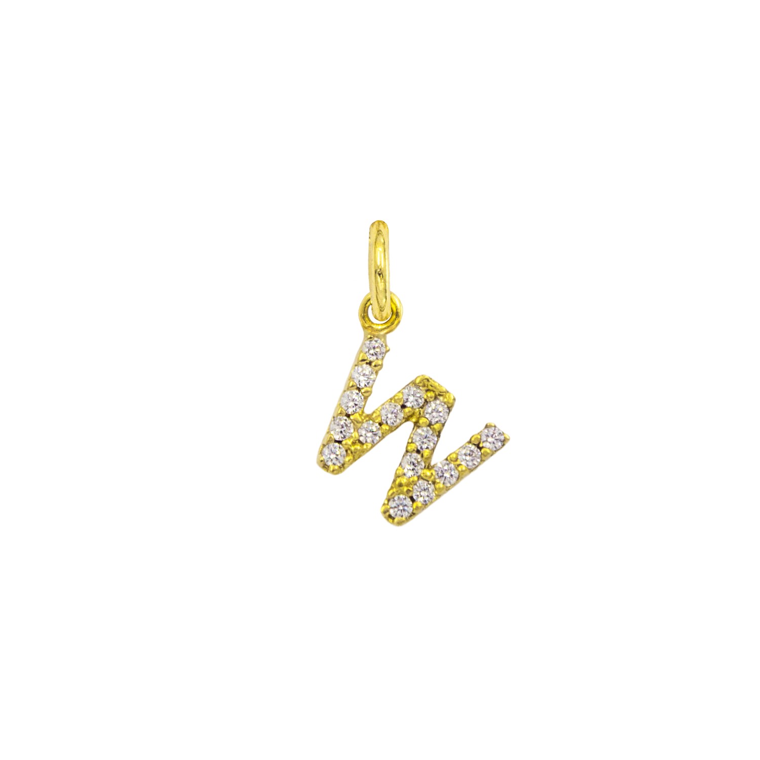 Charm Lettera W in Oro 9 Kt e Zirconi  Ref. A0555G9 - FACCO