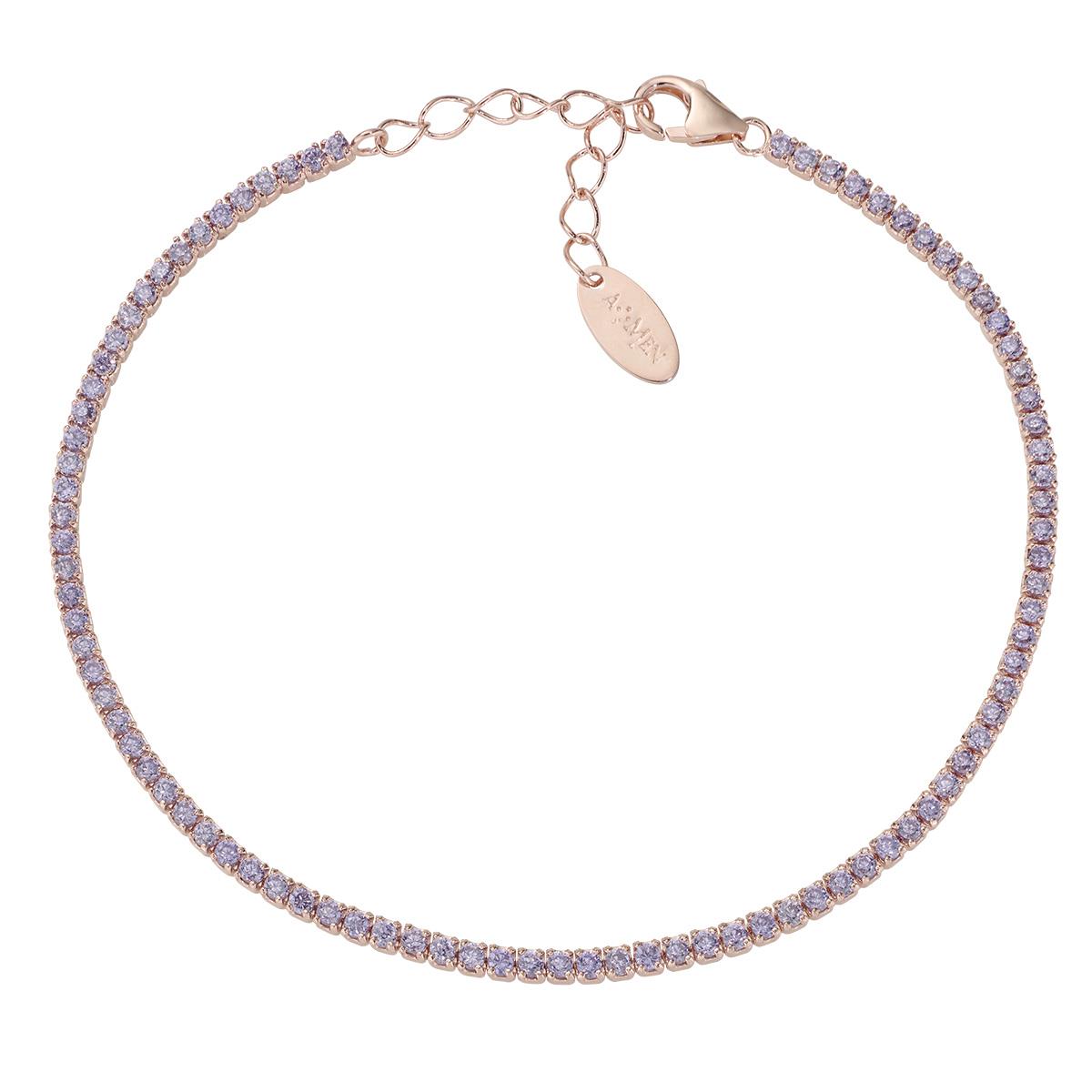 Bracciale Tennis Mania Ros&eacute; con Zirconi Lill&agrave; - Amen Collection Ref. BT1RLI17 - AMEN