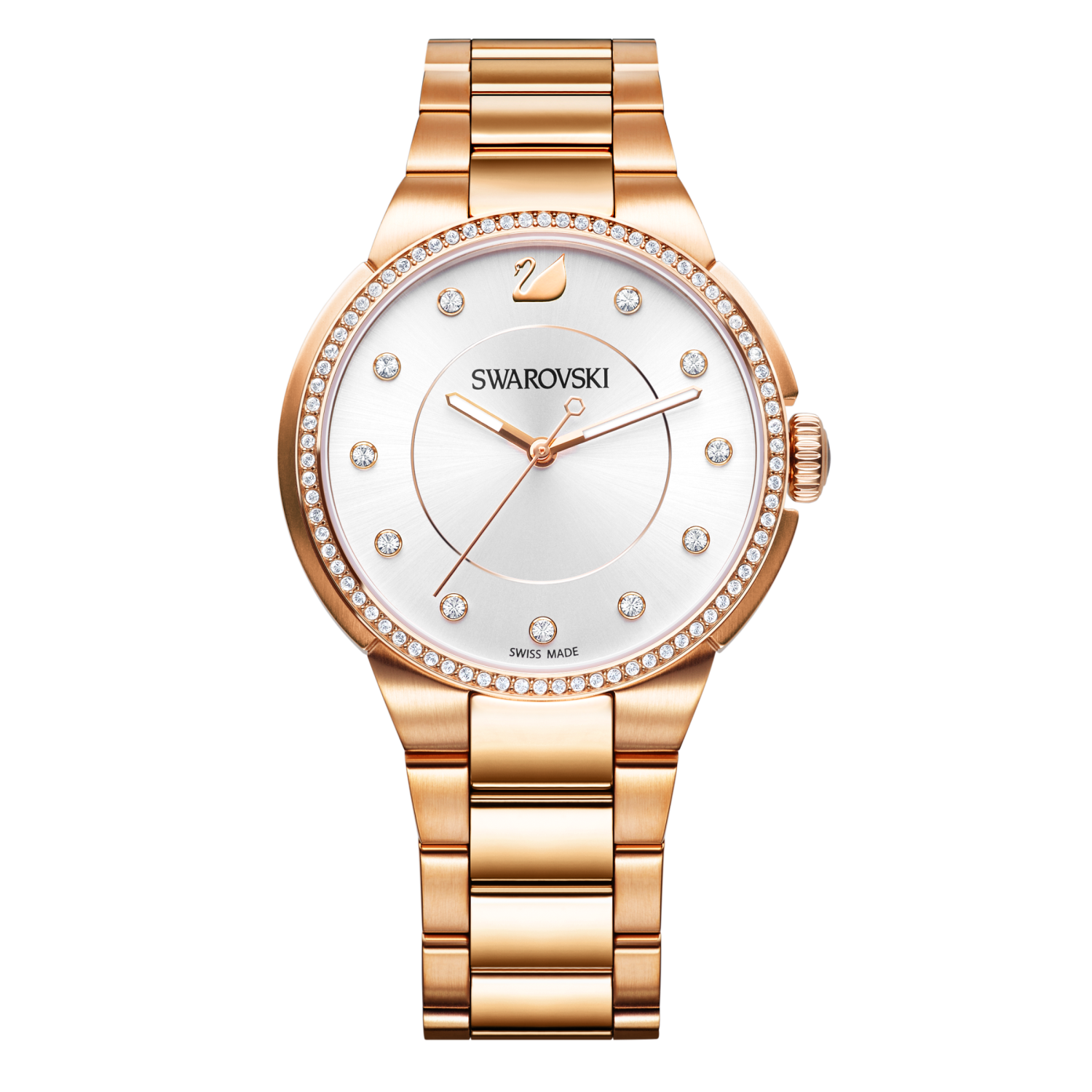 Swarovski - Orologio City, Bracciale di metallo, bianco, tono oro rosa Ref. 5181642 - SWAROVSKI