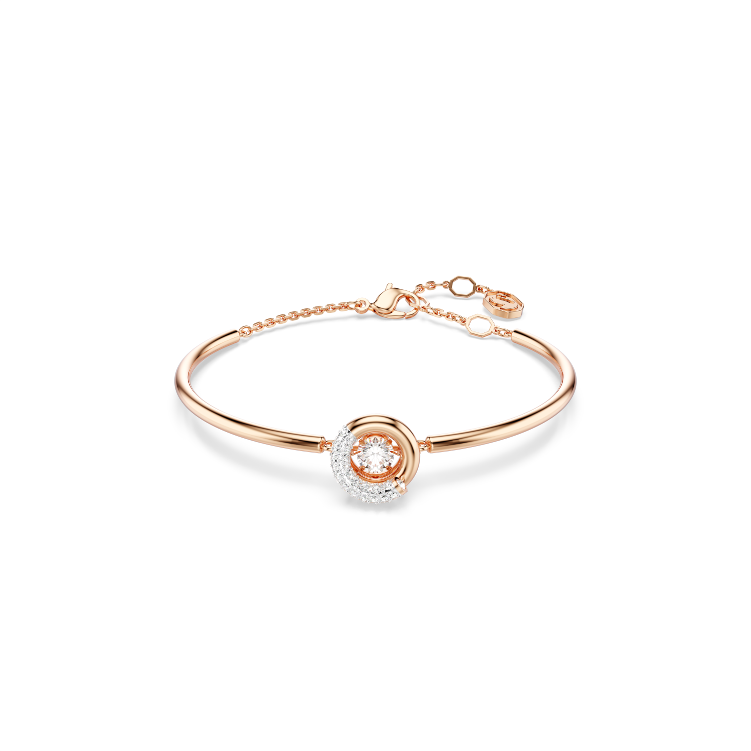 Swarovski - Bracciale rigido Dextera, Taglio Round, Bianco, Placcato color oro rosa Ref. 5692259 - SWAROVSKI