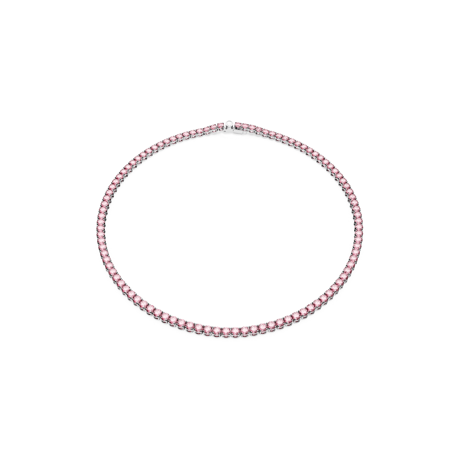 Swarovski - Collana Matrix Tennis, Taglio tondo, Rosa, Placcato rodio Ref. 5681800 - SWAROVSKI