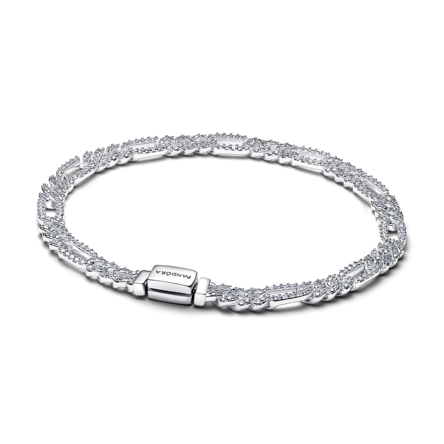 Pandora - Bracciale Catena Maglia Cubana Pavè con Ovali Ref. 594227C01-20 - PANDORA