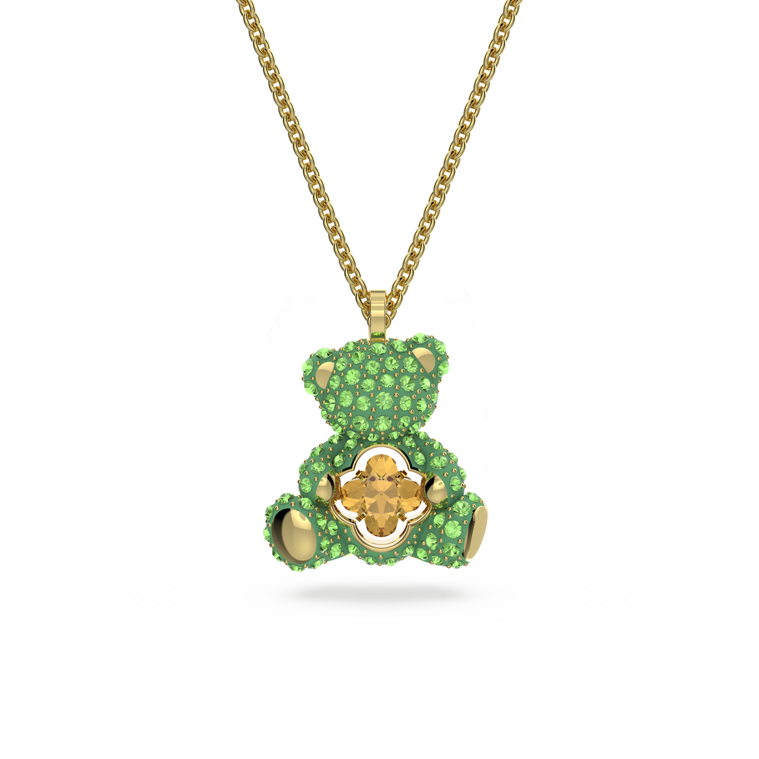 Swarovski - Pendente Teddy, Orso, Verde, Placcato color oro Ref. 5642975 - SWAROVSKI