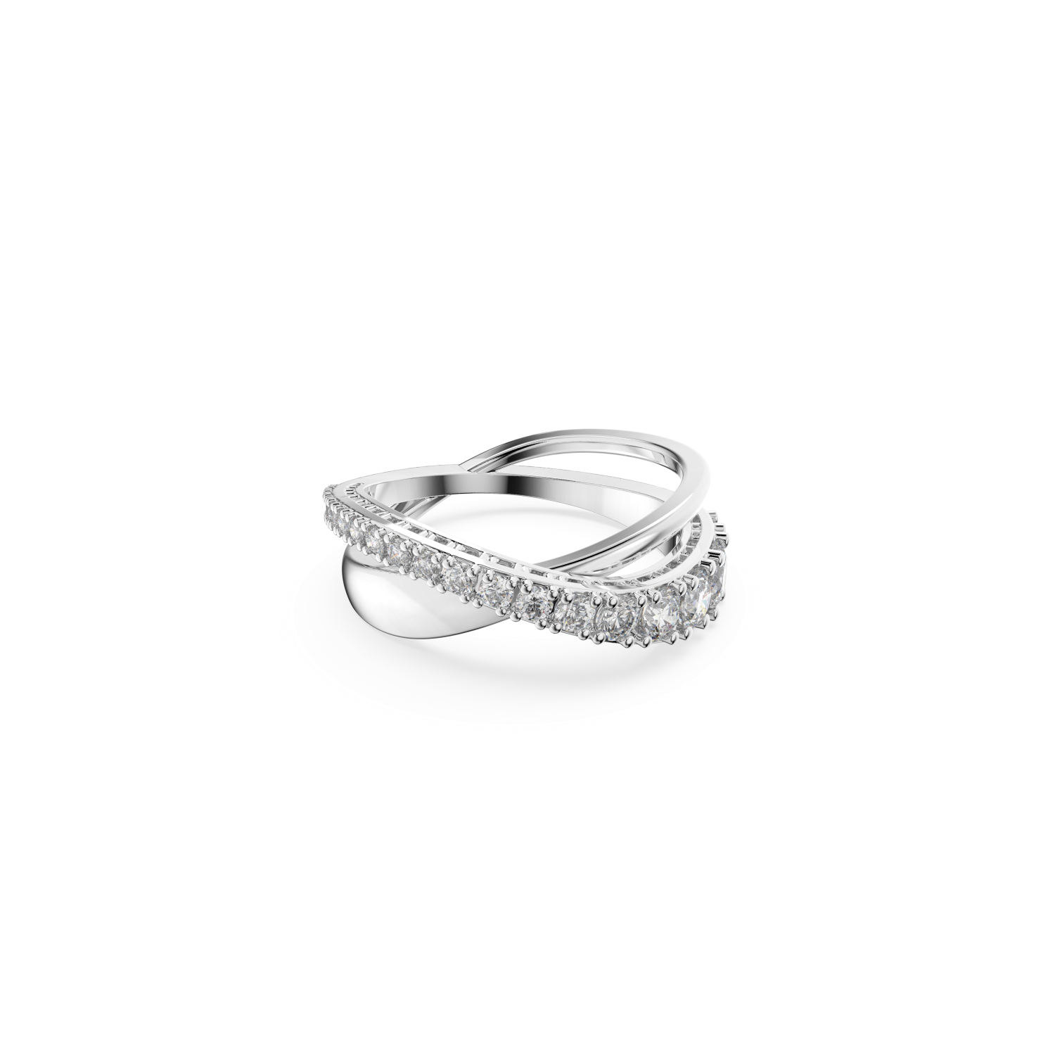 Swarovski - Anello Twist, Taglio tondo, Bianco, Placcato rodio Ref. 5572724 - SWAROVSKI