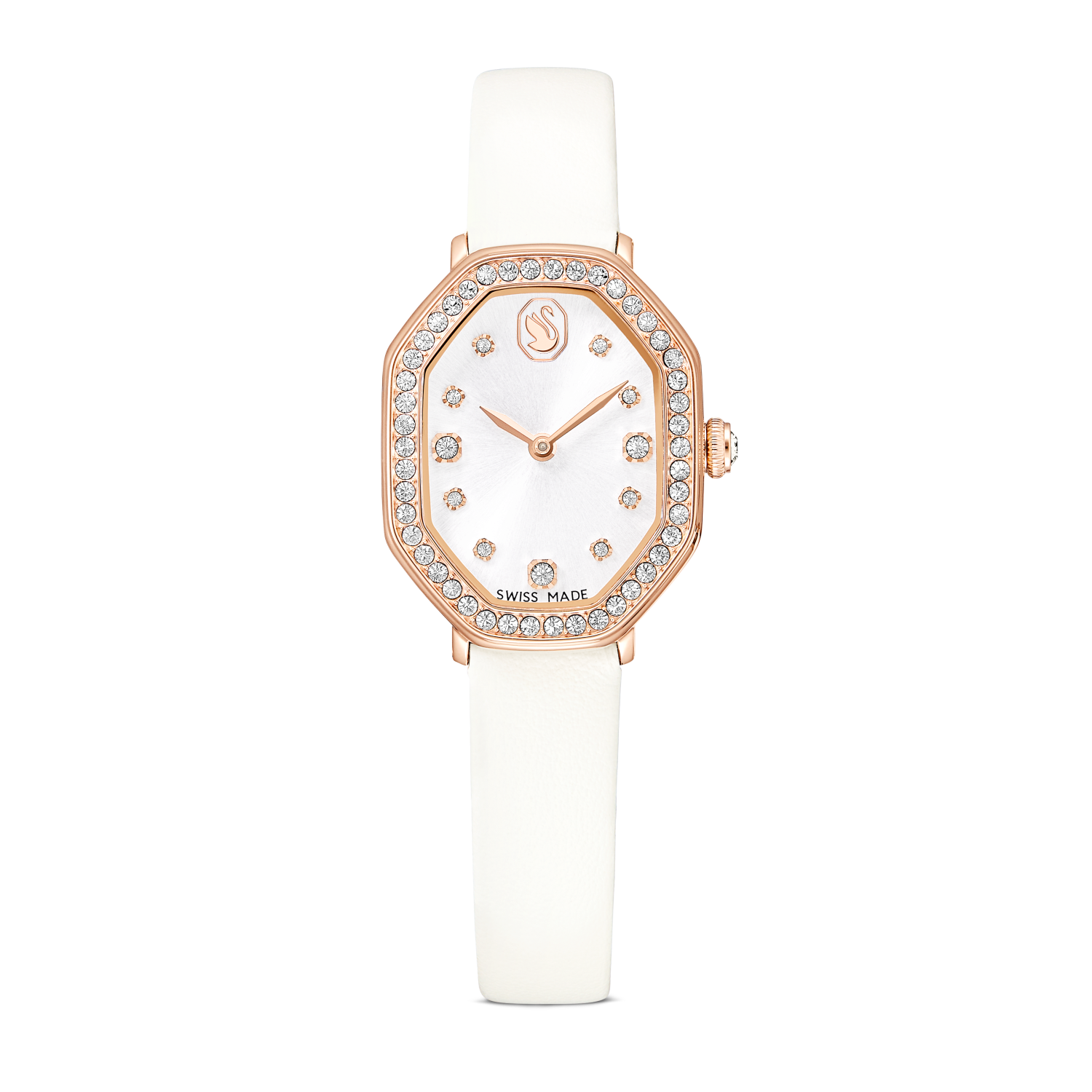 Swarovski - Orologio Dextera octagon, Fabbricato in Svizzera, Cinturino in pelle, Bianco, Finitura in tono oro rosa Ref. 5730208 - SWAROVSKI