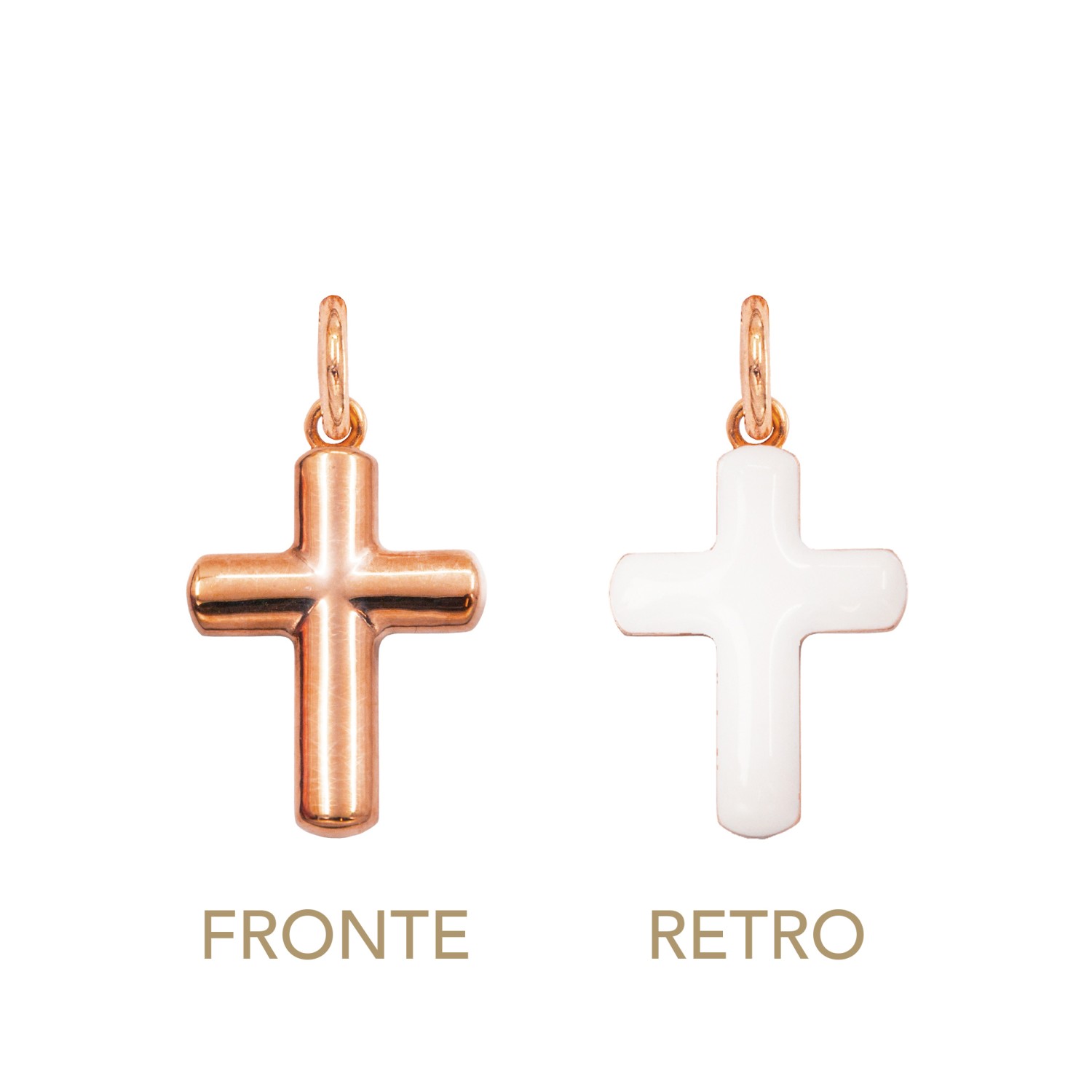 Charm Croce in Oro 9 Kt e Smalto Bianco  Ref. A0386R9 - FACCO