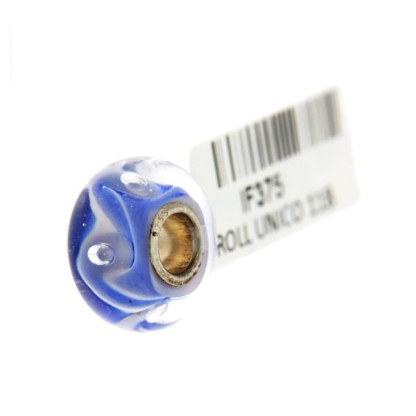 Trollbeads Unico in Vetro - OOAK Original Trollbeads Blu con onde Rif. UNICO 11B - TROLLBEADS