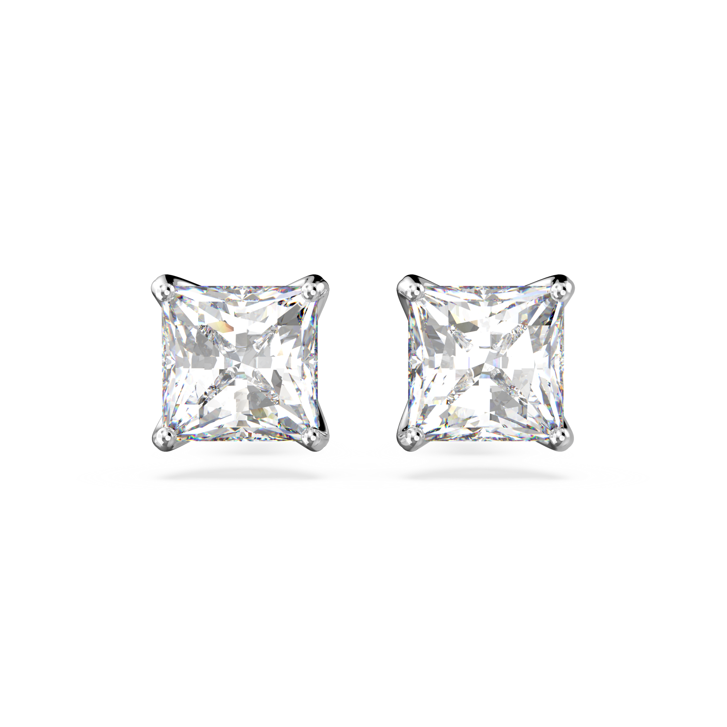 Swarovski - Orecchini a lobo Attract, Taglio squadrato, Bianchi, Placcato rodio Ref. 5430365 - SWAROVSKI