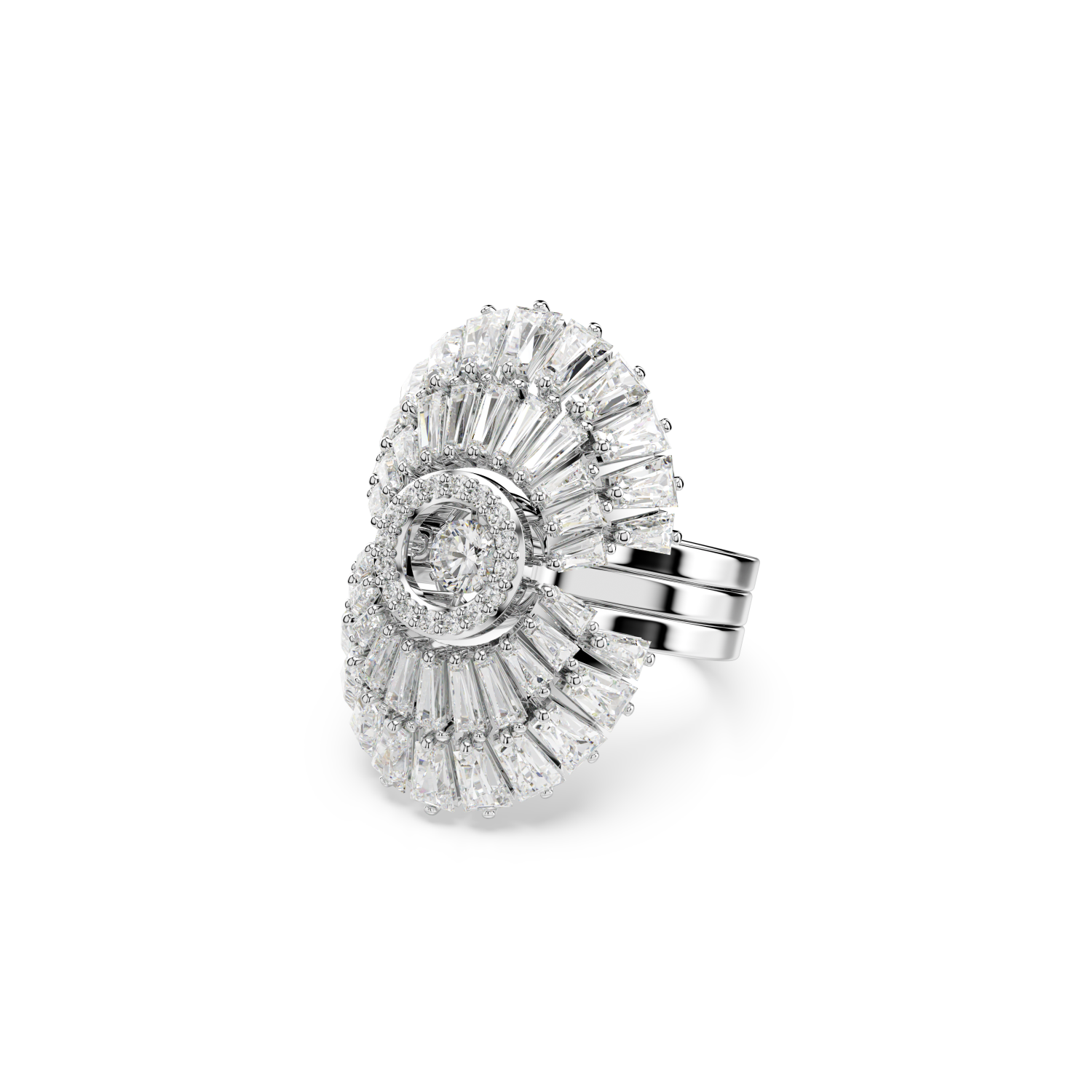 Swarovski - Anello Idyllia, Set (3), Taglio misto, Conchiglia, Bianco, Placcato rodio Ref. 5680293 - SWAROVSKI