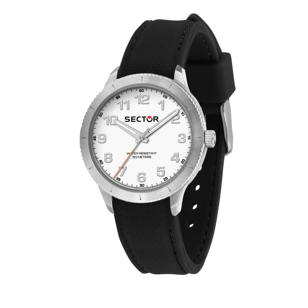 270 37MM 3H WHITE DIAL BLACK STRAP - SECTOR