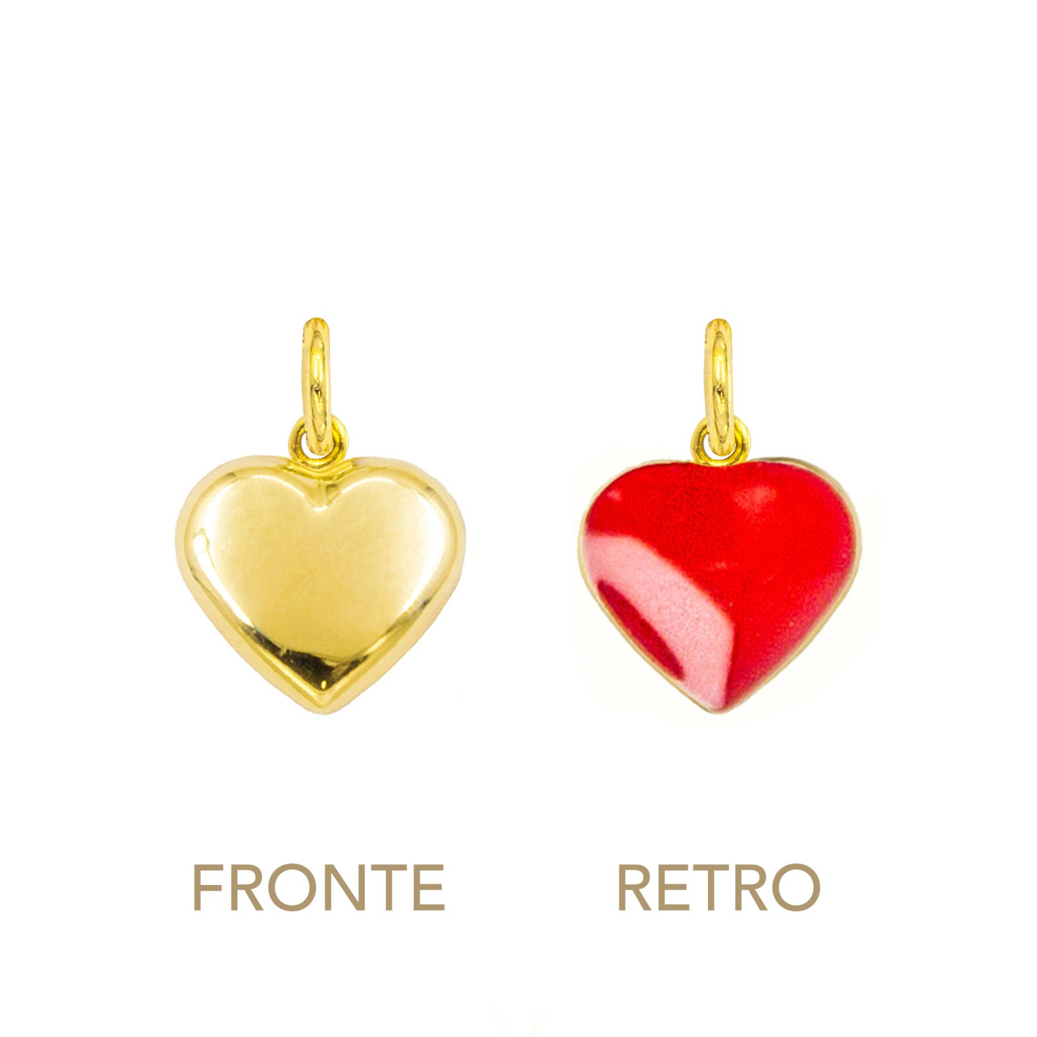 Charm Cuore in Oro 9 Kt e Smalto Rosso  Ref. A0198G9 - FACCO
