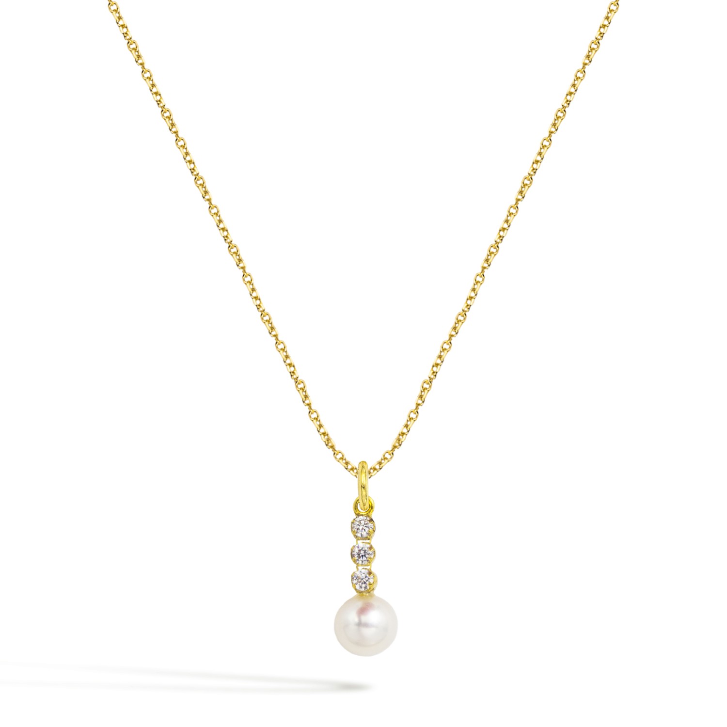 Collana Perla in Oro 9 Kt e Zirconi  Ref. C0323G9 - FACCO