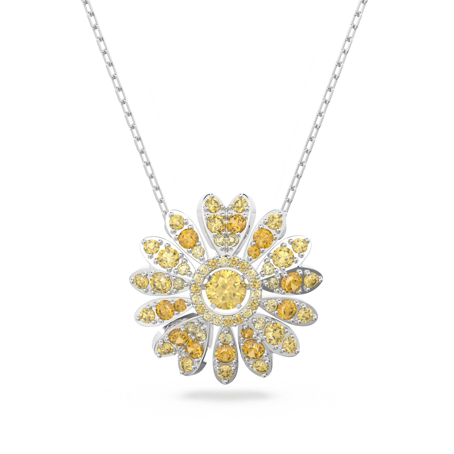 Swarovski - Pendente Eternal Flower, Fiore, Giallo, Placcato rodio Ref. 5642869 - SWAROVSKI
