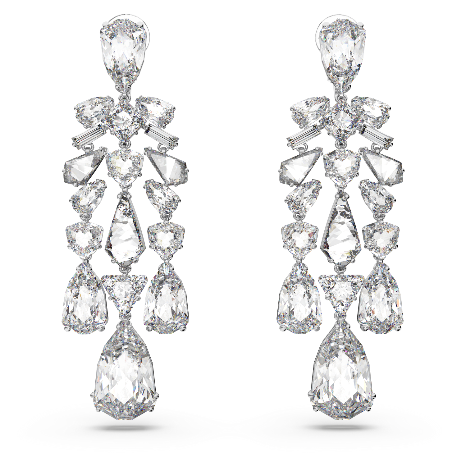 Swarovski - Orecchini a clip Mesmera, Taglio misto, Chandelier, Bianchi, Placcato rodio Ref. 5661691 - SWAROVSKI