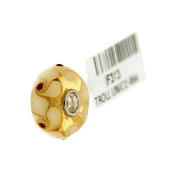 Trollbeads Unico in Vetro - OOAK Original Trollbeads Giallo con fiori vortice Rif. UNICO 49A - TROLLBEADS