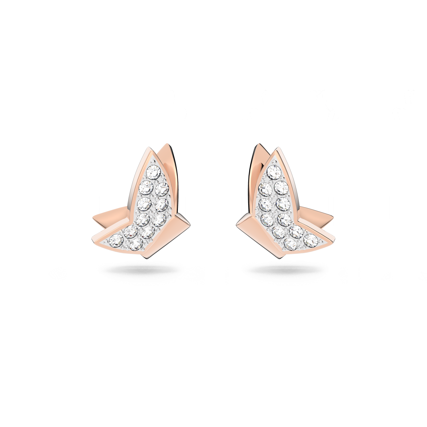 Swarovski - Orecchini a lobo Lilia, Farfalla, Bianchi, Placcato color oro rosa Ref. 5636427 - SWAROVSKI