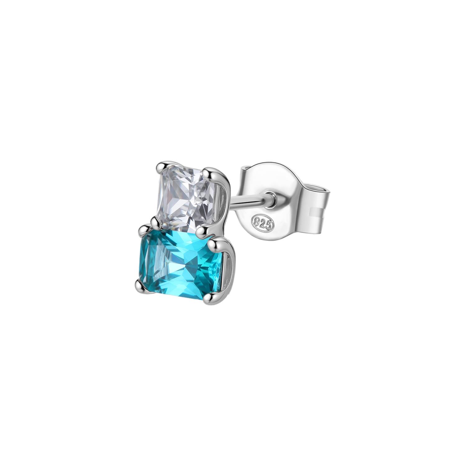 Brosway - Orecchino lobo FANCY in argento 925/1000 rodiato e cubic zirconia white e paraiba, forma baguette e square Ref. FAG11 - BROSWAY