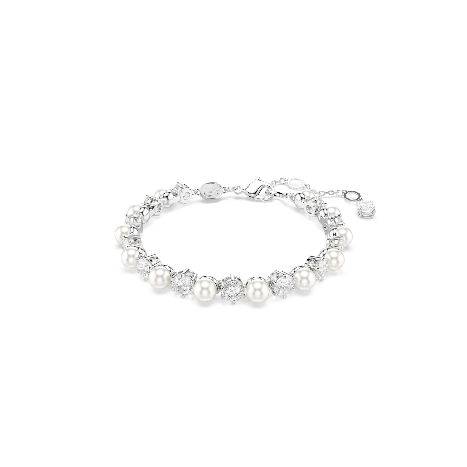 Swarovski - Bracciale Tennis Matrix, Crystal Pearl, Taglio Round, Bianco, Placcato rodio Ref. 5689625 - SWAROVSKI