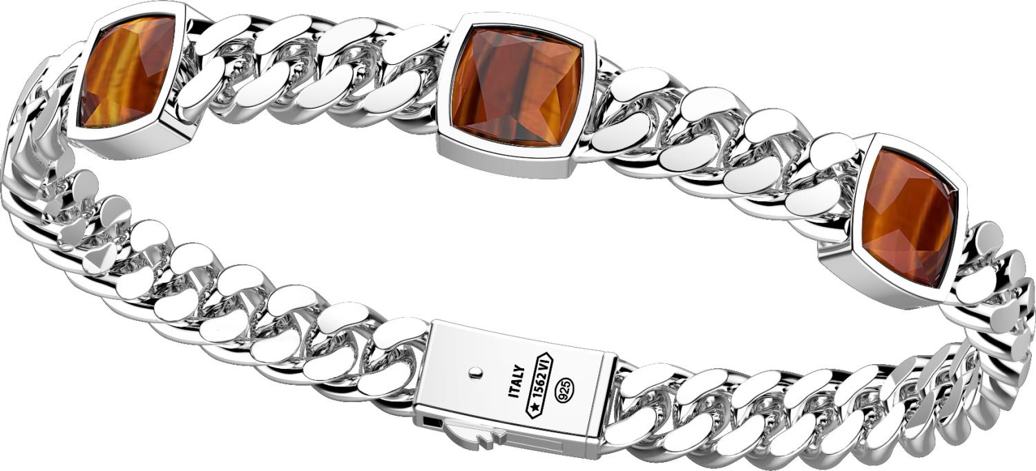 THOMAS SABO Bracciale Unisex Con Occhio Di Tigre E Onice - Argento Sterling 925 Annerito - Lunghezza 19 Cm - A2087-507-7