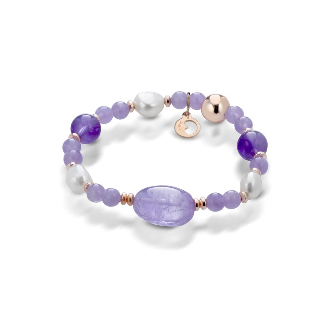 Le Lune Gioielli - Bracciale in Giada Lavanda con Perle e Ametista Ref. LGBR206 - LE LUNE