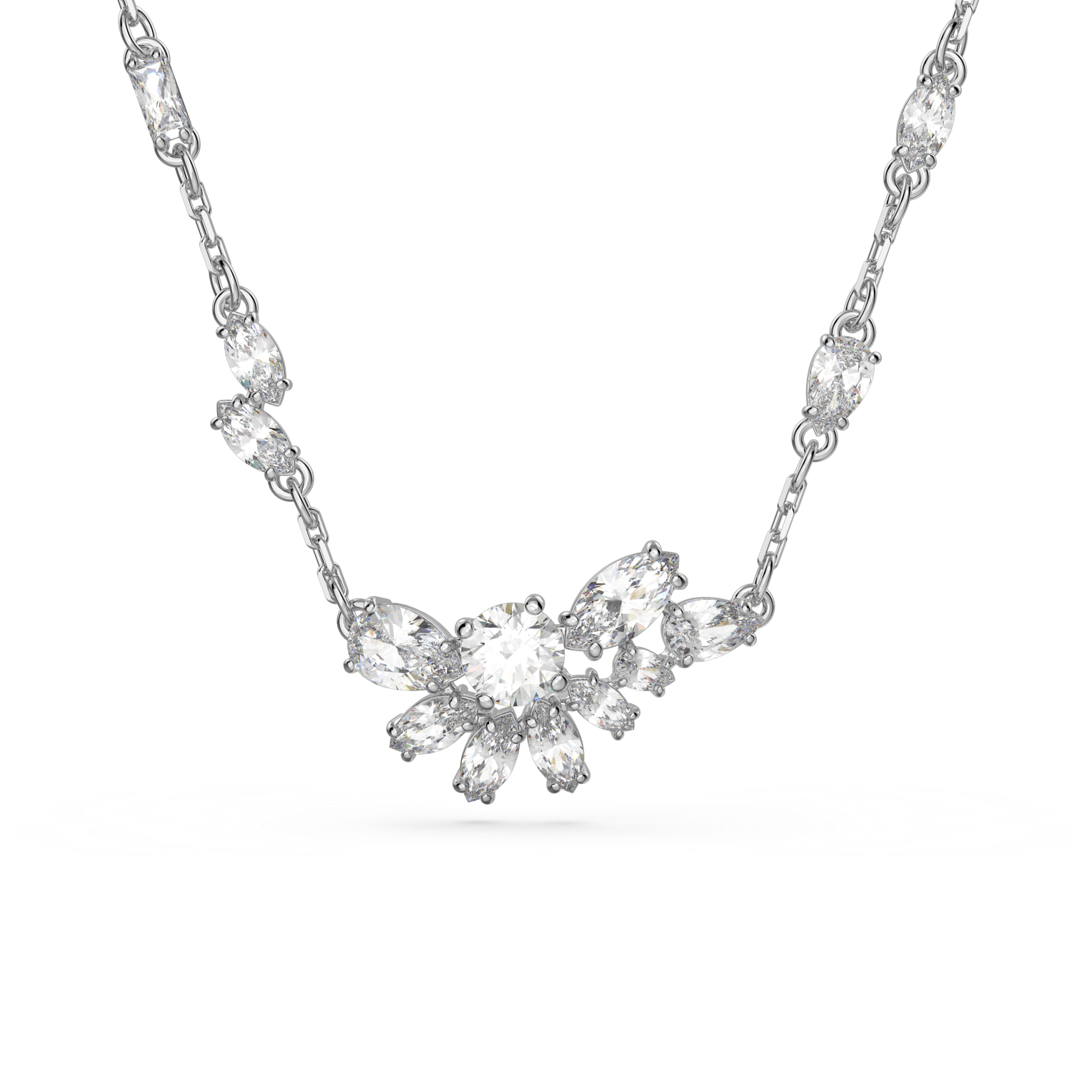 Swarovski - Pendente Gema, Taglio misto, Fiore, Bianco, Placcato rodio Ref. 5644683 - SWAROVSKI