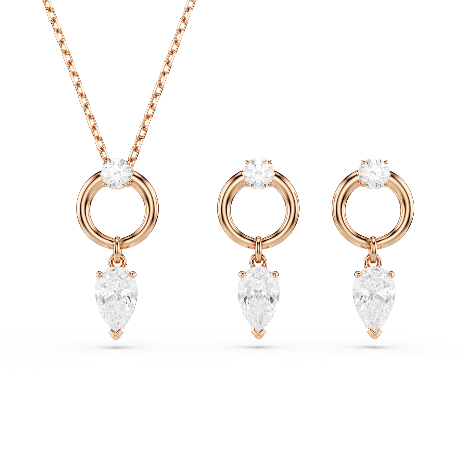 Swarovski - Set Mesmera, Taglio Pear, Taglio Round, Bianco, Placcato color oro rosa Ref. 5733808 - SWAROVSKI