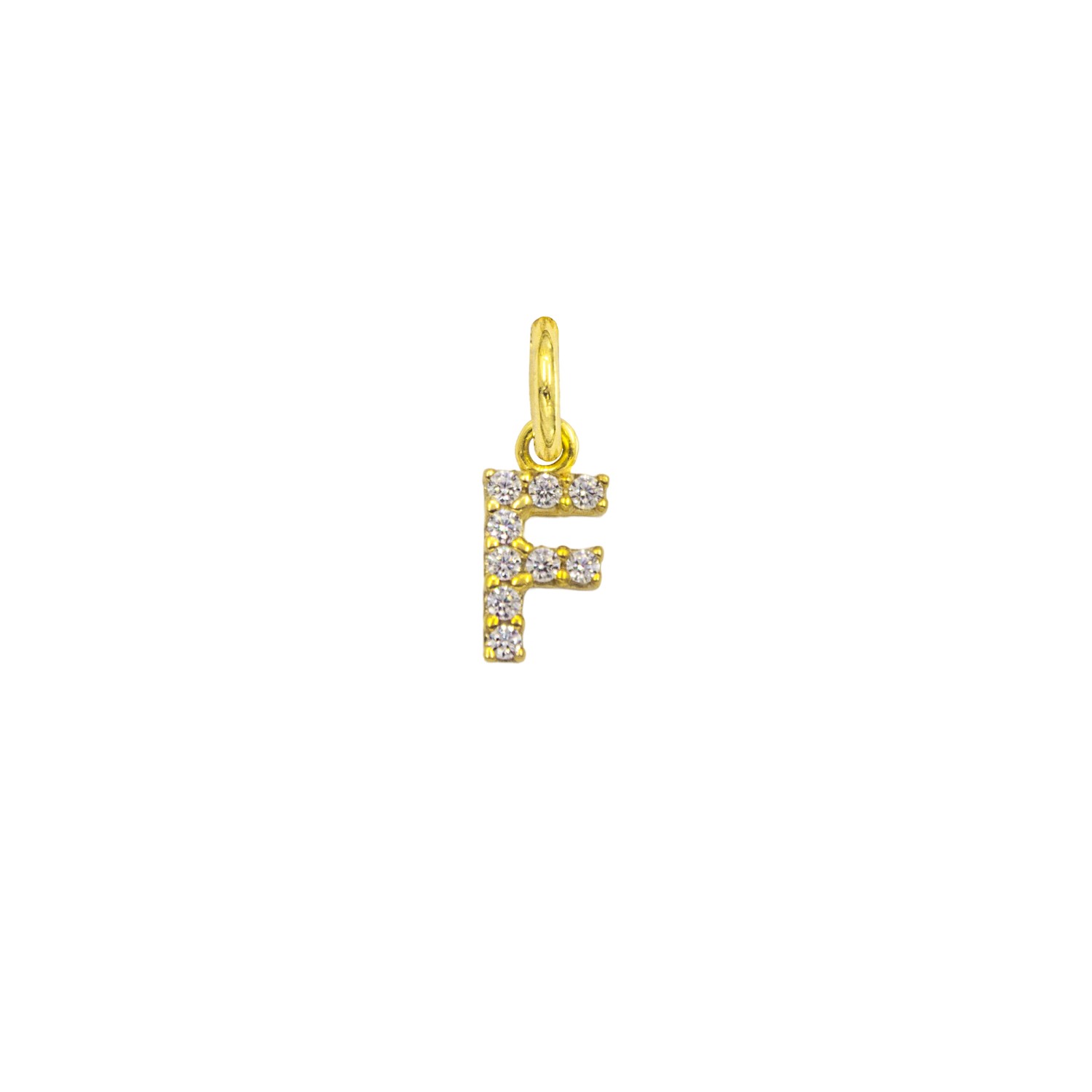 Charm Lettera F in Oro 9 Kt e Zirconi  Ref. A0536G9 - FACCO