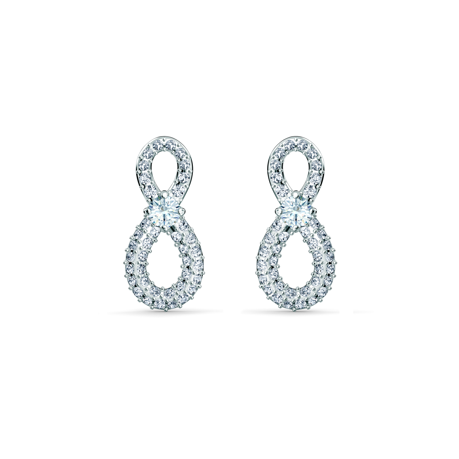 Swarovski - Orecchini Swarovski Infinity, Infinito, Bianco, Placcato rodio Ref. 5518880 - SWAROVSKI