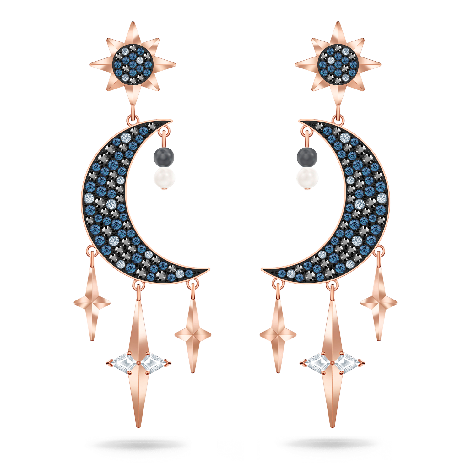 Swarovski - Orecchini Swarovski Symbolic, Cristalli scalari, Luna e stella, Multicolore, Placcato color oro Rosa Ref. 5489536 - SWAROVSKI