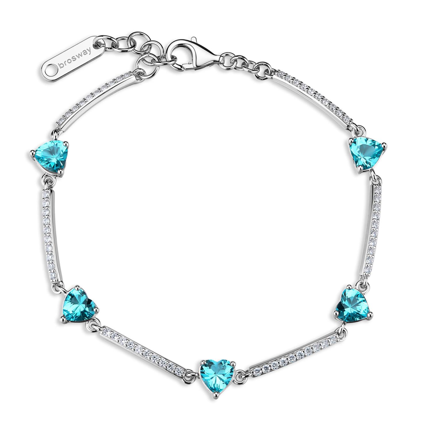Brosway - Bracciale FANCY in argento 925/1000 rodiato e cubic zirconia white e paraiba, forma cuore Ref. FAG08 - BROSWAY