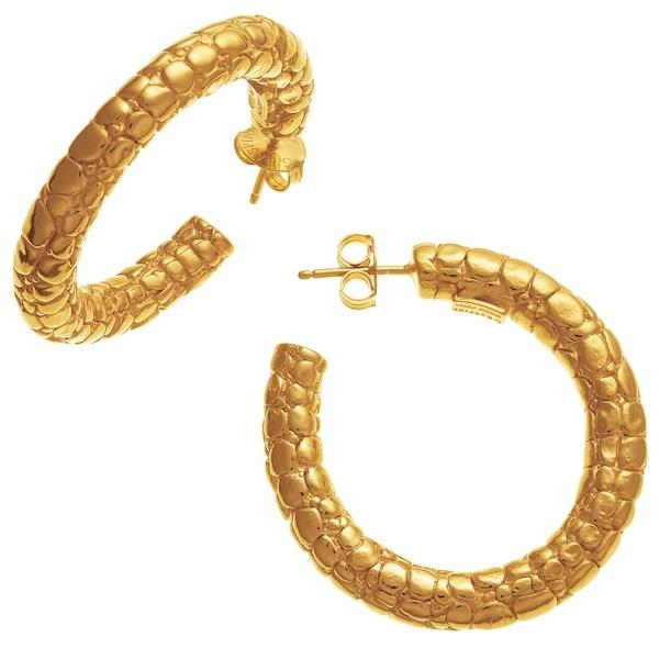 Giovanni Raspini - Orecchini Cerchio Croco Medi Dorati Ref. 10671 - GIOVANNI RASPINI