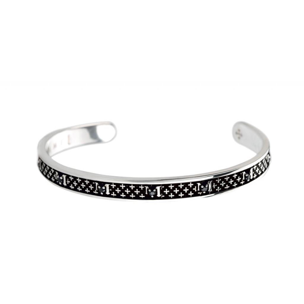 BRACCIALE DECEM TUUM - ARGENTO BRUNITO CON SPINELLI NERI Ref. BRDE009SA0 - TUUM