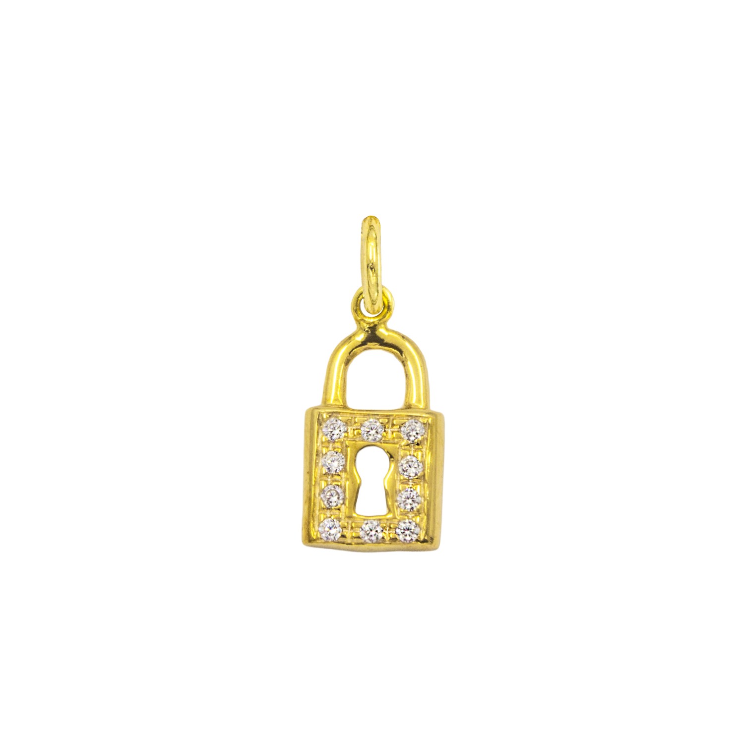 Charm Lucchetto in Oro 9 Kt e Zirconi  Ref. A0105G9 - FACCO