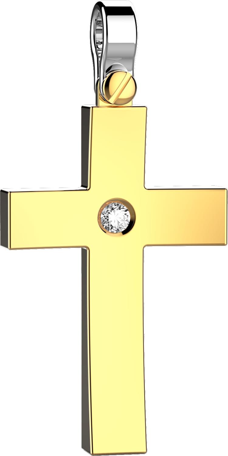 Ciondolo Zancan Croce in Oro Giallo e Diamante Naturale Ref. EPE107G - ZANCAN